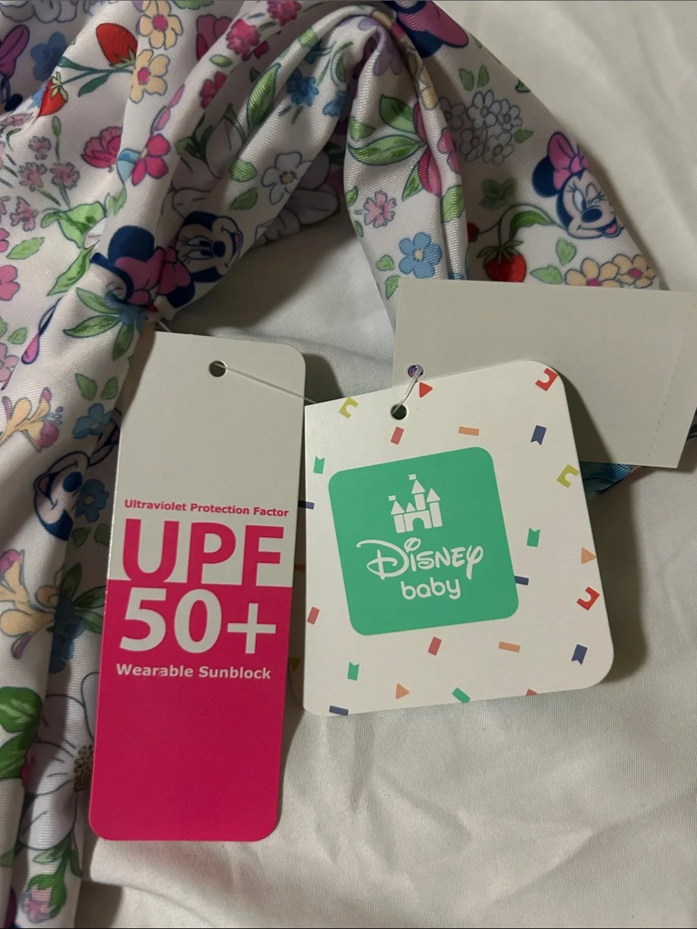 Disney 9m Baby Minnie Mouse UPF 50+ Swimsuit One-Piece - Pink & Multicolor